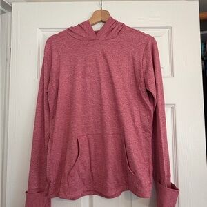 Athleta Girl Heathered Rose V-Neck Hooded Sweater